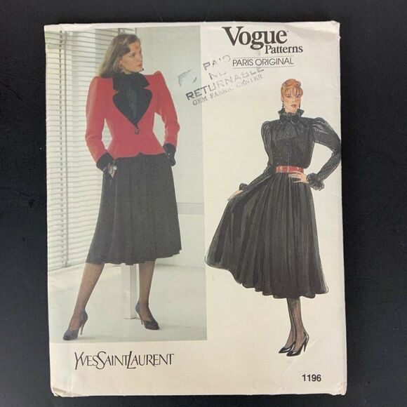 Vogue Yves Saint Laurent Dress Size 10 Designer Sewing Pattern 1196 UNCUT - Picture 1 of 3